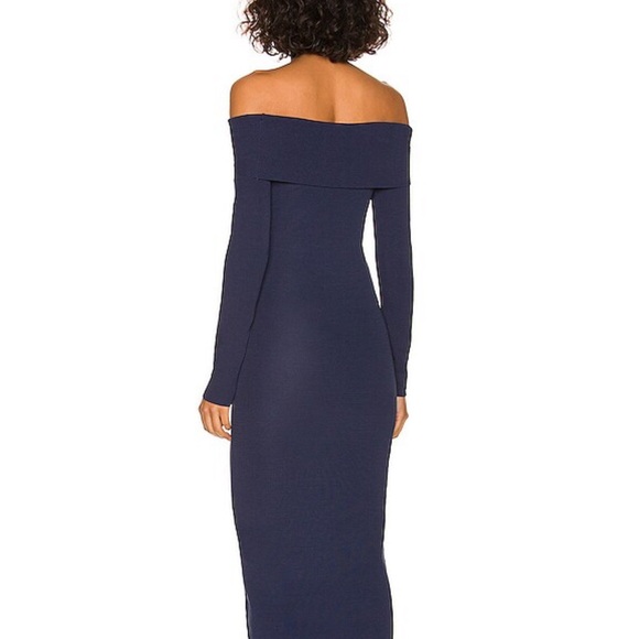 Bardot Off Shoulder Knit Dress in Navy - Picture 2 of 4
